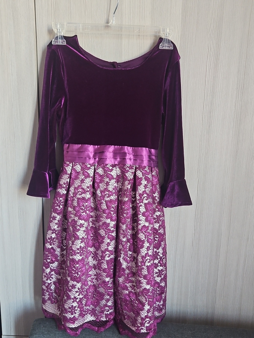 Jona Michelle Purple Velvet & Lace Holiday Dress
